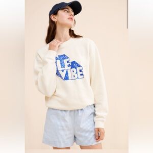 CLARE V. LE VIBE OVERSIZED SWEATSHIRT IN OFF WHITE SIZE XL